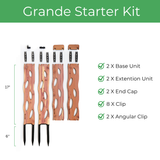 Zella Grande Starter Kit with components and dimensions on a white background