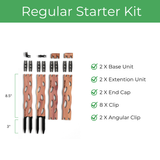 Zella Regular Starter Kit components with dimensions and quantity labels on a white background.