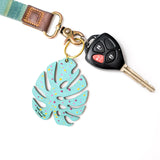 Monstera leaf-shaped wooden key chains
