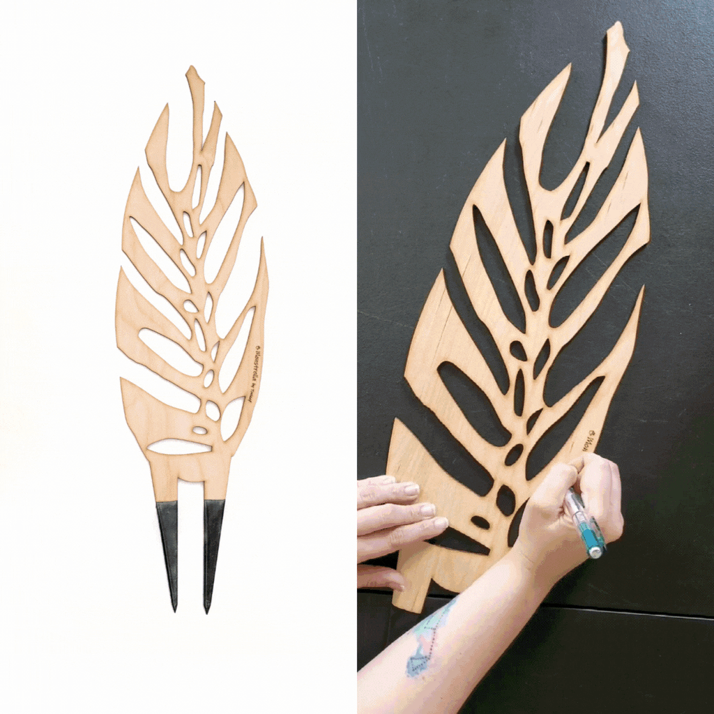 BARE™ Monstrella™ Customizable Monstera shaped wooden plant support