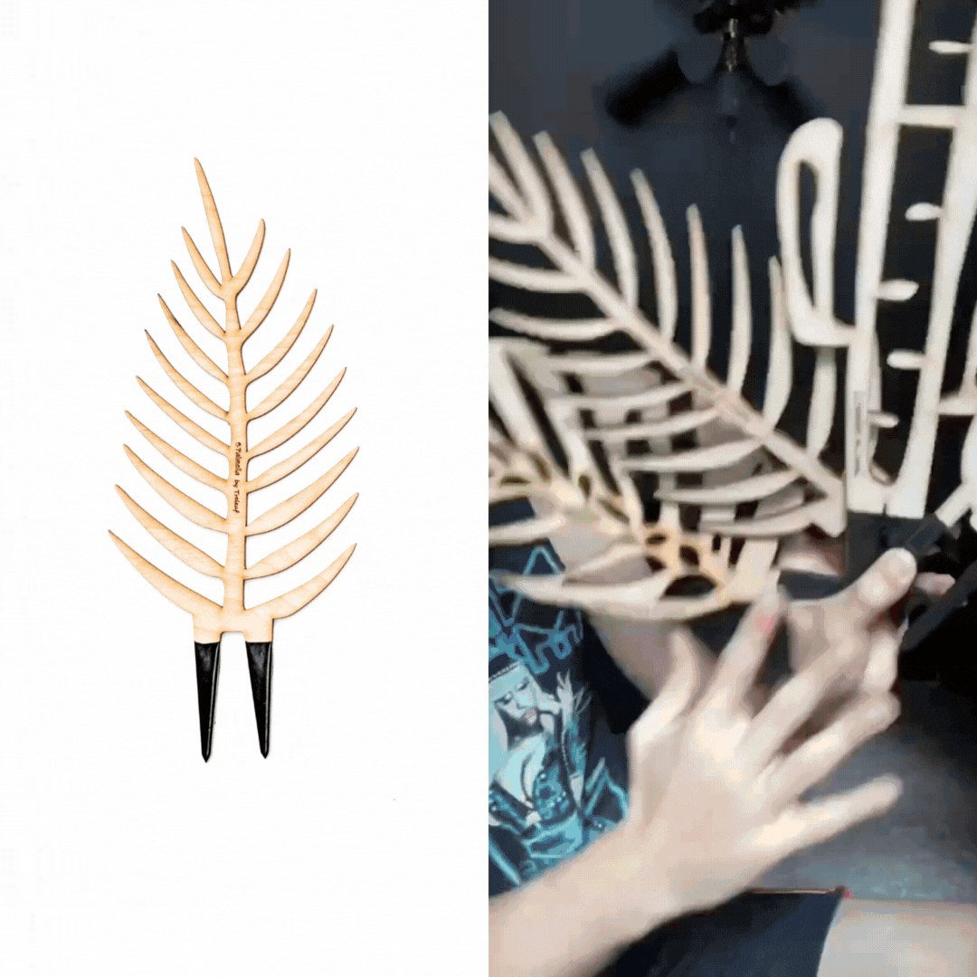 BARE Palmella customizable trellis highlighting features like functional design, double coated stakes, customizability and natural wood built. 