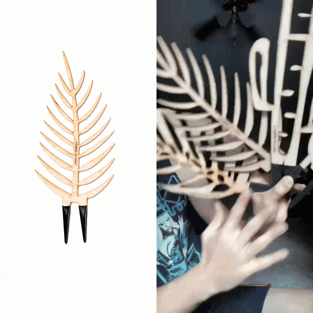 BARE™ Palmella™ Customizable wooden plant support Inspired Palm leaf