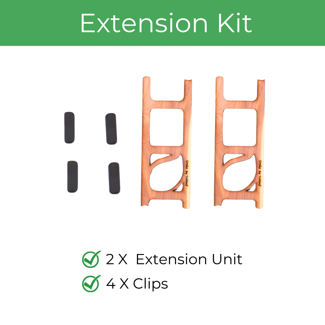 Stella modular ladder trellis made of cedarwood , stackable, plant support, ladder design for vining houseplants extension kit 2 extension unit 4 clips