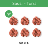 3-inch monstera Sausr plant tray in earthy terracotta PLA, ideal for small pots 