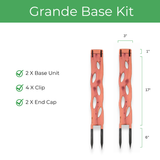 Zella Grande Base Kit with two base units, four clips, and two end caps on a white background.
