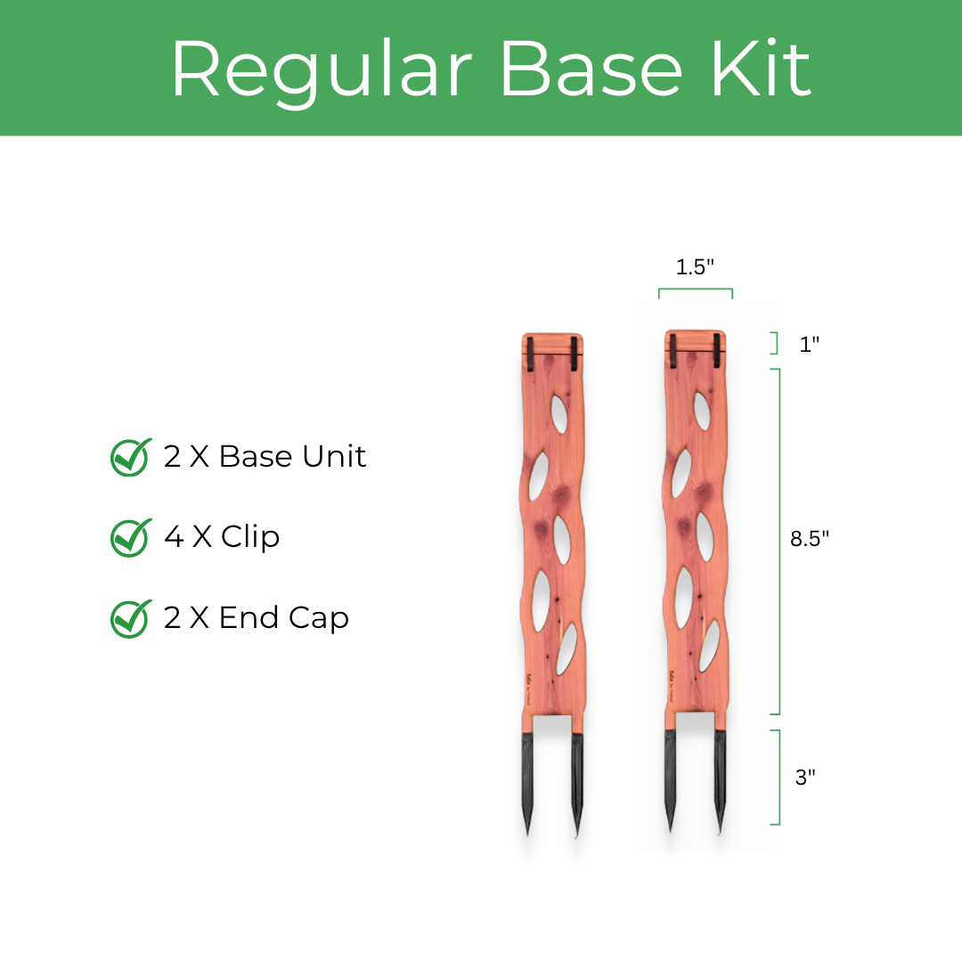 Zella Regular Base Kit with components and dimensions on a white background