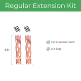 Zella Regular Extension Kit with two extension units and four clips on a white background.