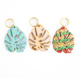 Monstera leaf-shaped wooden key chains