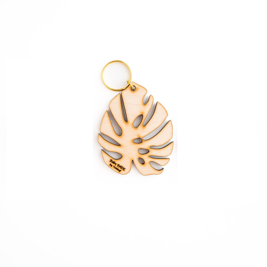 Monstera leaf shaped wooden key chains
