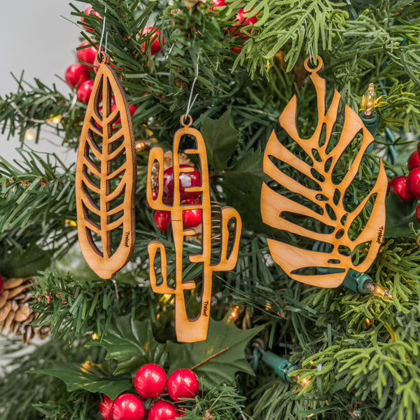 Plant themed ornaments for the holidays - Set of 3